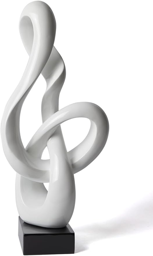 Modern Home Decor Treble Clef Sculpture Piano Gift Art Music Statue for Bookshelf Desktop Office Table White 23 Inch