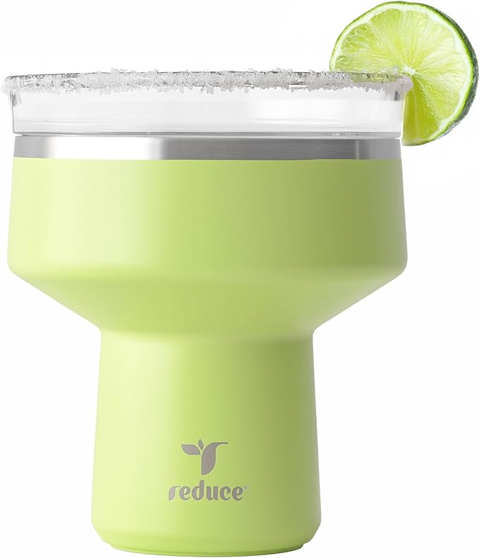 REDUCE Saltini 16 oz Cocktail Tumbler – Insulated Margarita Tumbler with Lid – Keeps Drinks Cold for 10 Hours – 360 Sippable Martini Glass Alternative – Shatterproof, Perfect for Parties – Mojito