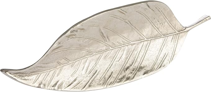 Aluminum Leaf Shaped Tray, Silver Finish