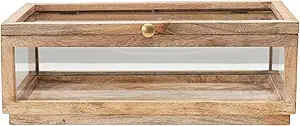 Mango Wood & Glass Display Box with Lid
